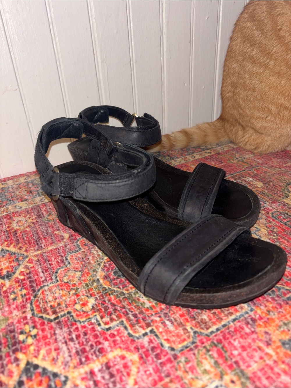 Teva Ysidro Black Wedge Leather Sandals